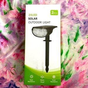 Brand New Set of 2 Solar Spot Lights Outdoor Waterproof Dark Sensing Auto On/Off